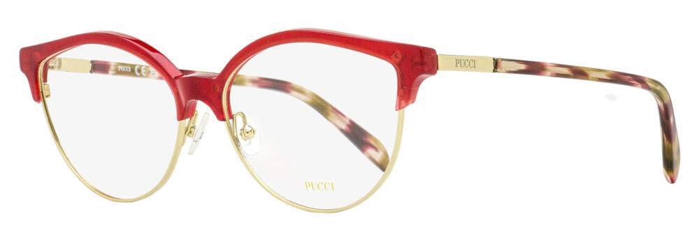 Pucci Oval Brow-Line Eyeglasses EP5259 066 Red/Gold 55mm